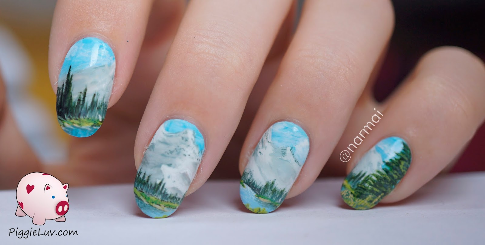 1600x809 Piggieluv Nail Art Inspired By A Bob Ross Painting - Bob Rose Painting