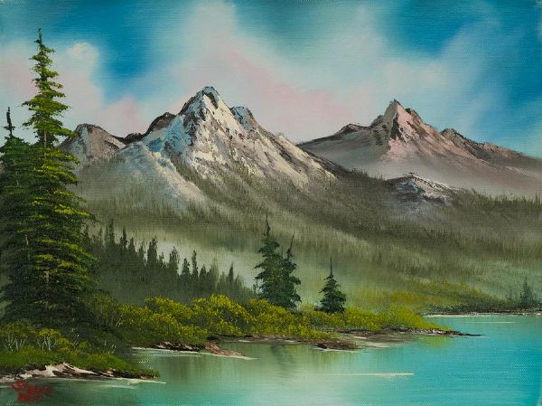 600x449 Bob Ross Peaceful Pines Paintings For Sale From Paintingsforsale - Bob Ross Authentic Painting
