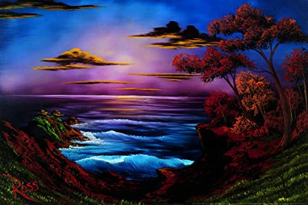 450x300 Bob Ross Ebony Sea Art Print Painting Poster 30x46 Cm Amazon.co - Bob Ross Campfire Painting