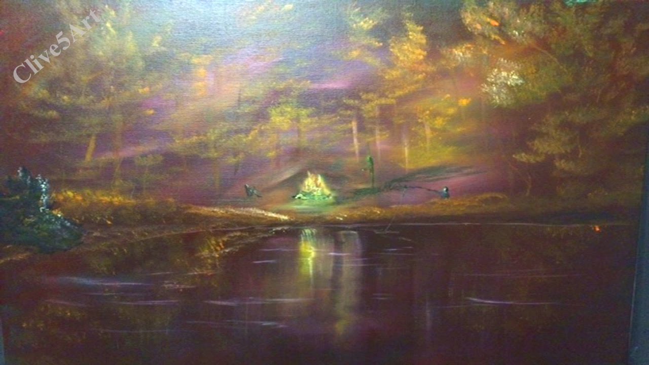 1280x720 Learn To Paint Fire In The Woods Acrylic Painting Lesson - Bob Ross Campfire Painting