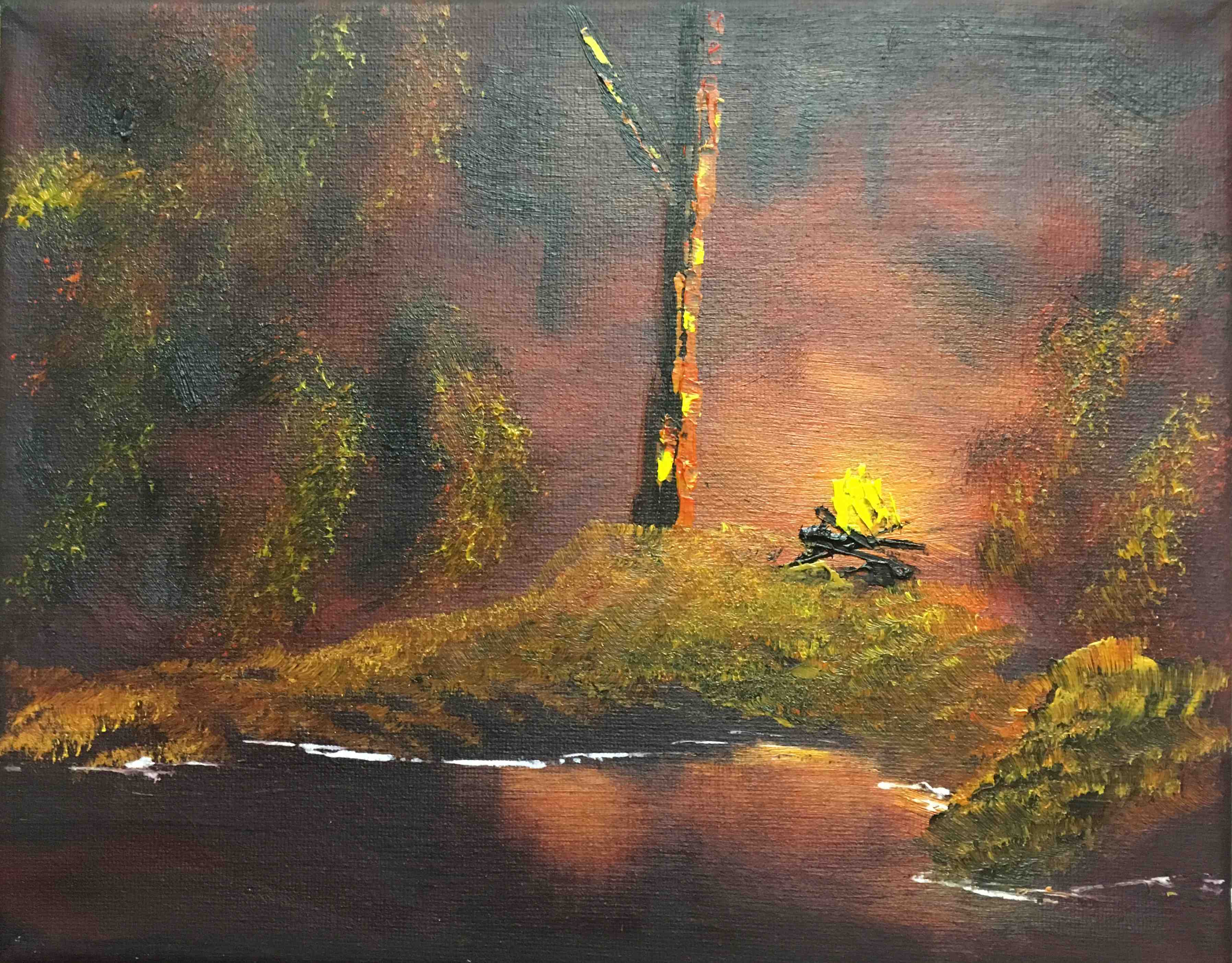 3591x2805 Paintings - Bob Ross Campfire Painting