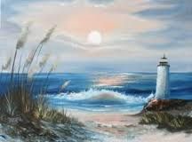 216x160 Waterfall In Acrylic. A Bob Ross Lesson. My Best Part Is The Frame - Bob Ross Lighthouse Painting