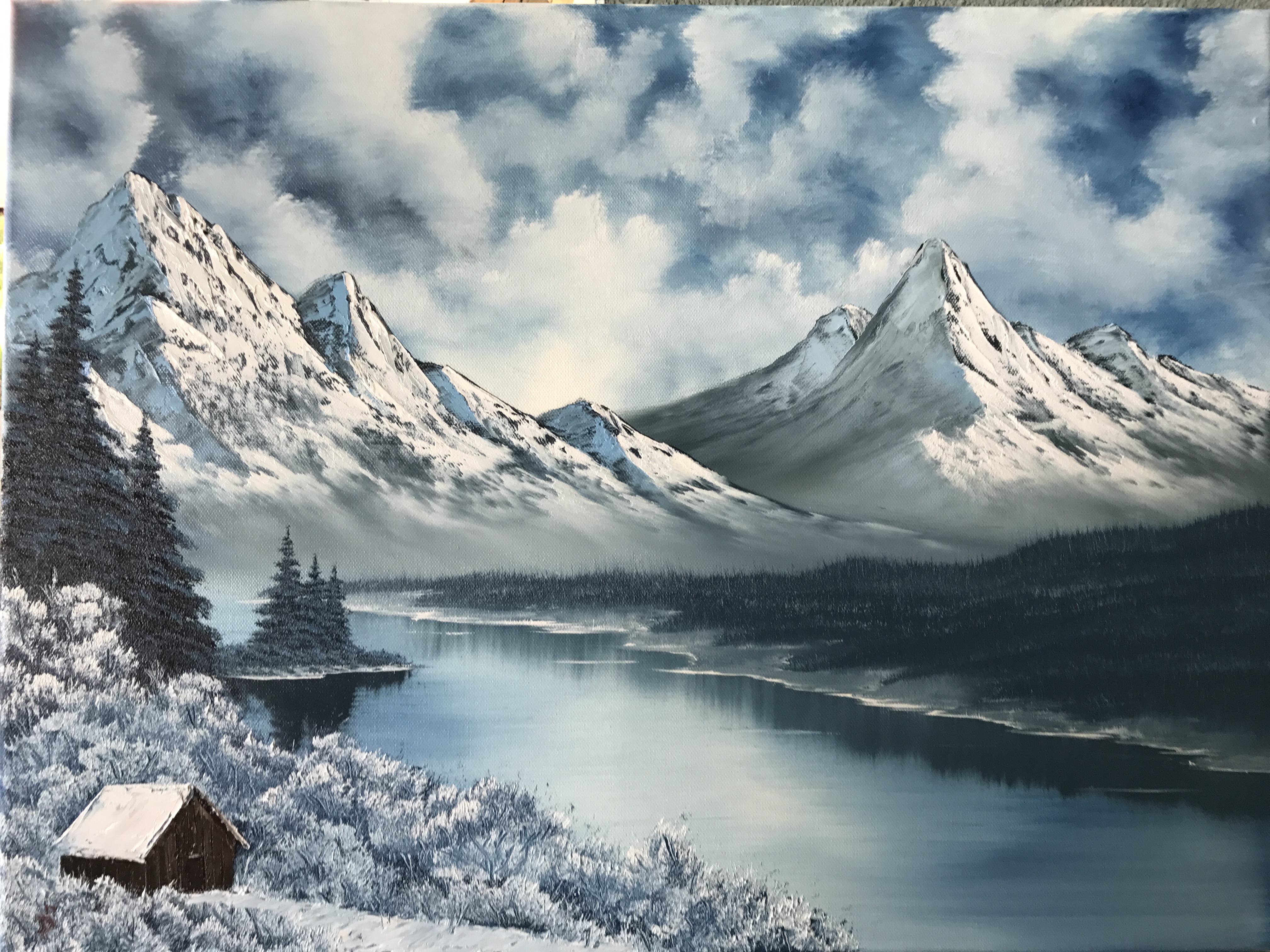 4032x3024 Bob Ross Style Original Painting, Frozen Solitude From Season 13 - Bob Ross Original Painting