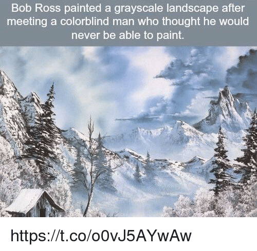 500x490 Bob Ross Painted A Grayscale Landscape After Meeting A Colorblind - Bob Ross Painting