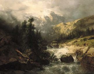 323x256 Alexandre Calame Paintings Souvenir De La Handeck, 1858 - Bob Ross Painting Auction
