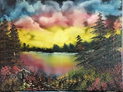 401x300 Bob Ross Wet On Wet Oil Painting - Bob Ross Painting Cost