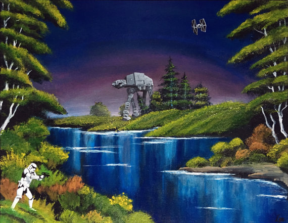 570x441 Blue River Invasion Bob Ross Style Star Wars Painting - Bob Ross Painting Cost