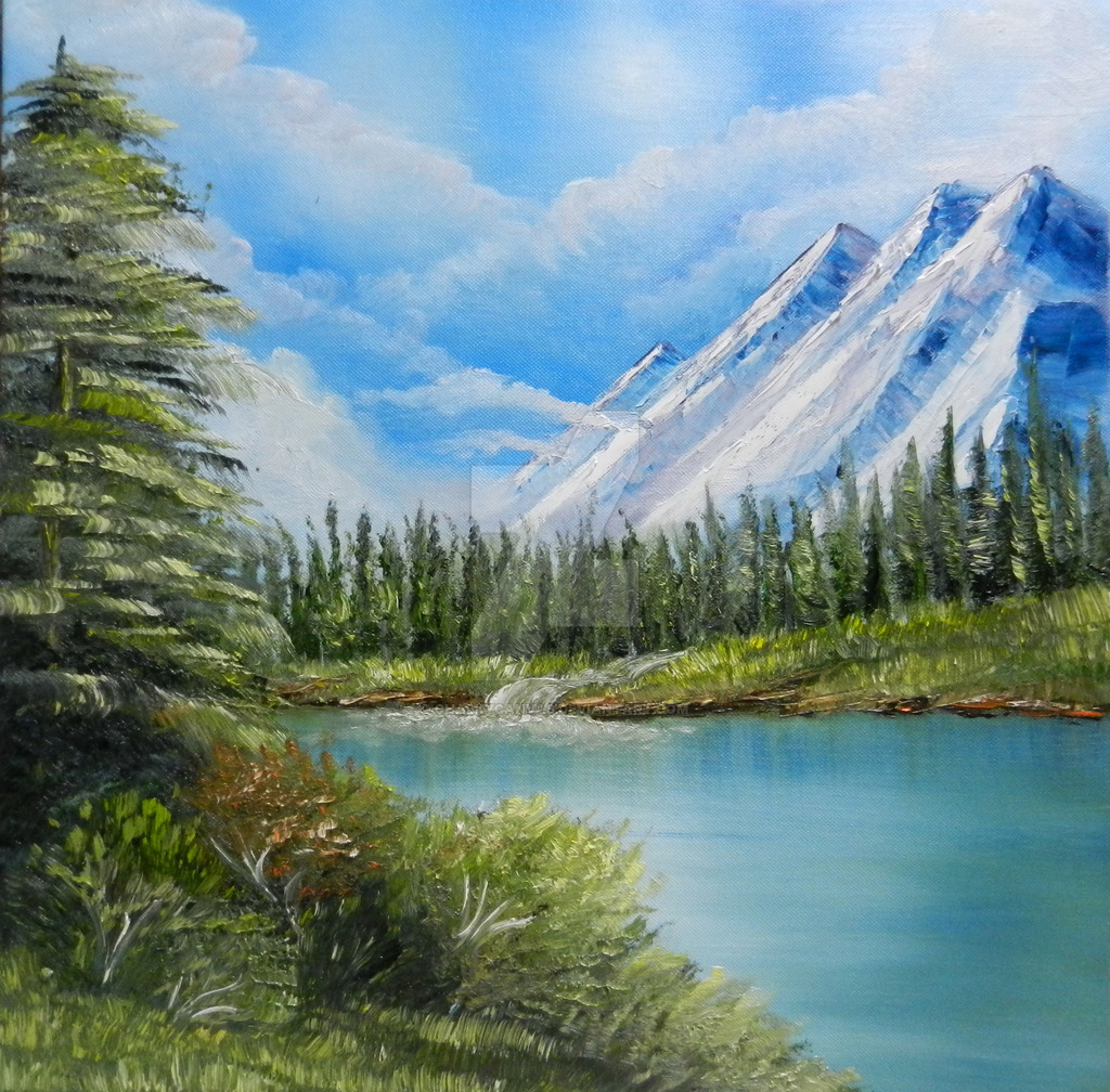 1024x1008 Bob Ross Style By Chalkycanvas - Bob Ross Painting Gallery