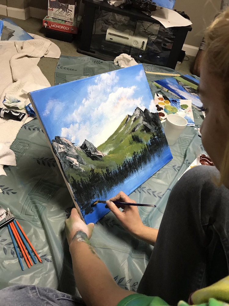 750x1000 Bob Ross Painting Party Is A Unique Way To Celebrate A Birthday - Bob Ross Painting Pictures