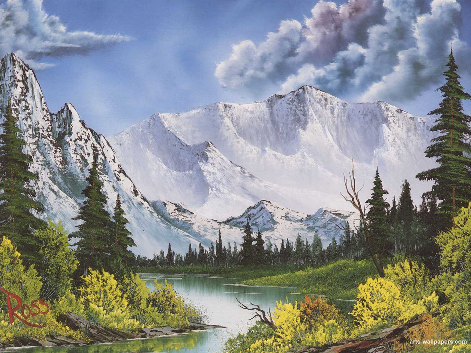 1600x1200 The Joy Of Painting With Bob Ross Winter, Mountains Amp Snow - Bob Ross Painting Pictures
