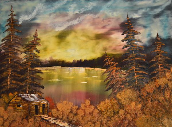 600x444 Bob Ross Sunset Painting 85952oil Paintings.biz - Bob Ross Painting Price
