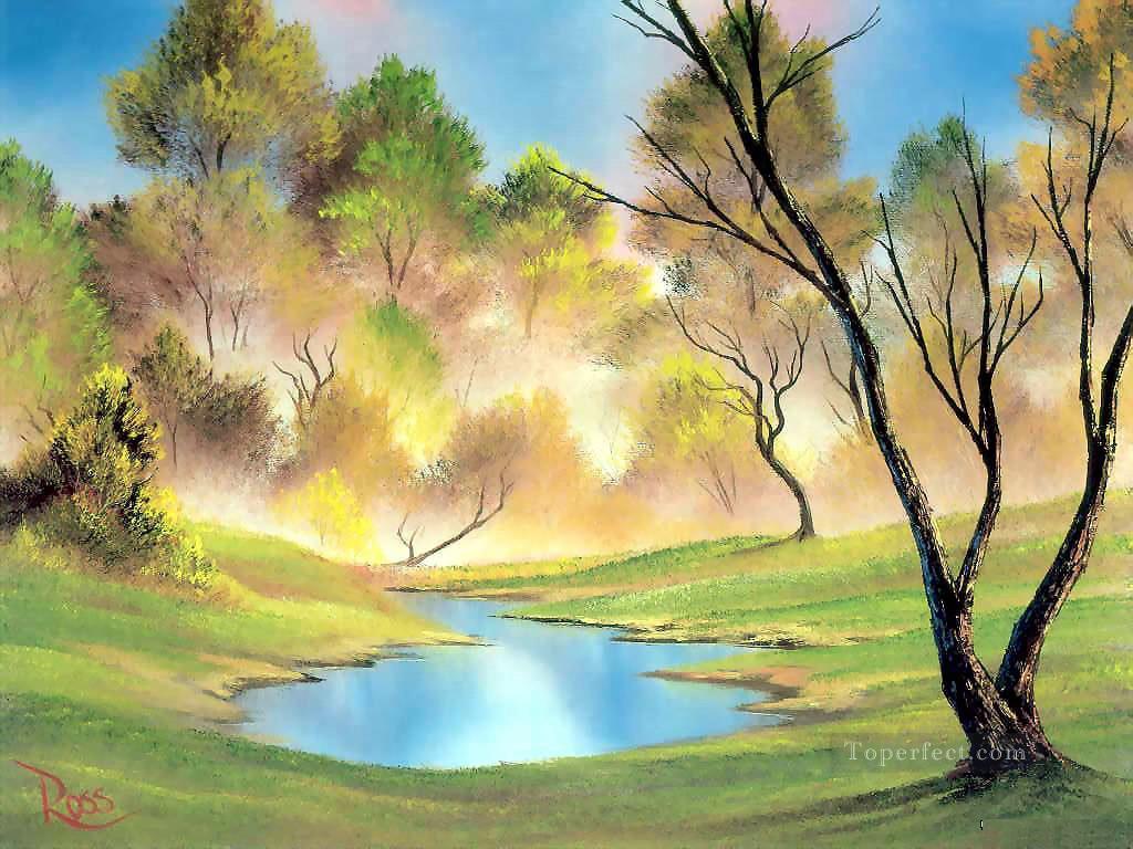 1024x768 Quiet Pond Style Of Bob Ross Painting In Oil For Sale - Bob Ross Painting Price