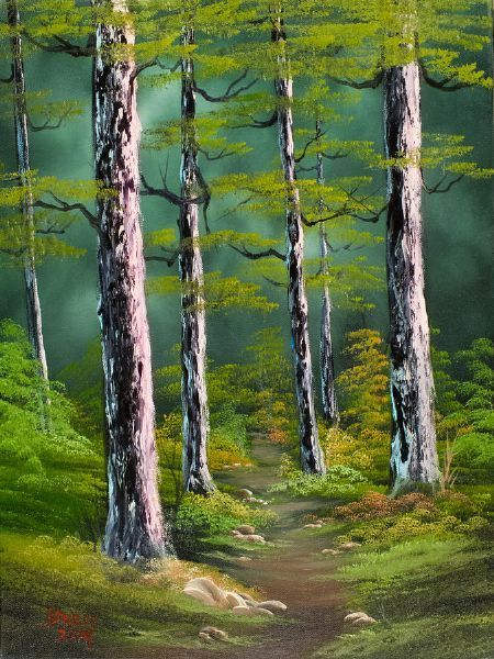 450x600 Bob Ross Paintings For Sale Silent Forest 86135 Painting By Bob - Bob Ross Painting Price Original