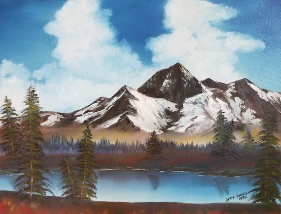 Nature Painting Print Bob Ross Style Of My Original Oil - Bob Ross Painting...