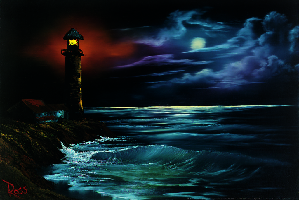 1024x683 Bob Ross Night Light Art Print Painting Poster 24x36 Inch Ebay - Bob Ross Painting Prints