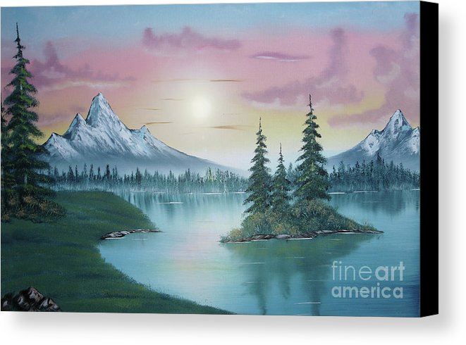 661x490 Mountain Lake Painting A La Bob Ross 1 Canvas Print Canvas Art - Bob Ross Painting Prints