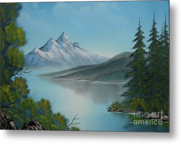 600x478 Mountain Lake Painting A La Bob Ross Painting By Bruno Santoro - Bob Ross Painting Prints