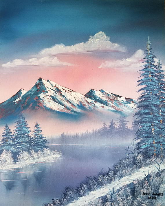 570x713 Nature Painting Print Bob Ross Style Of My Original Oil - Bob Ross Painting Prints