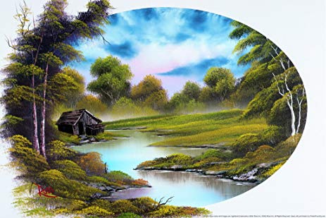463x309 Bob Ross Lakeside Cabin Art Print Painting Poster - Bob Ross Painting Prints