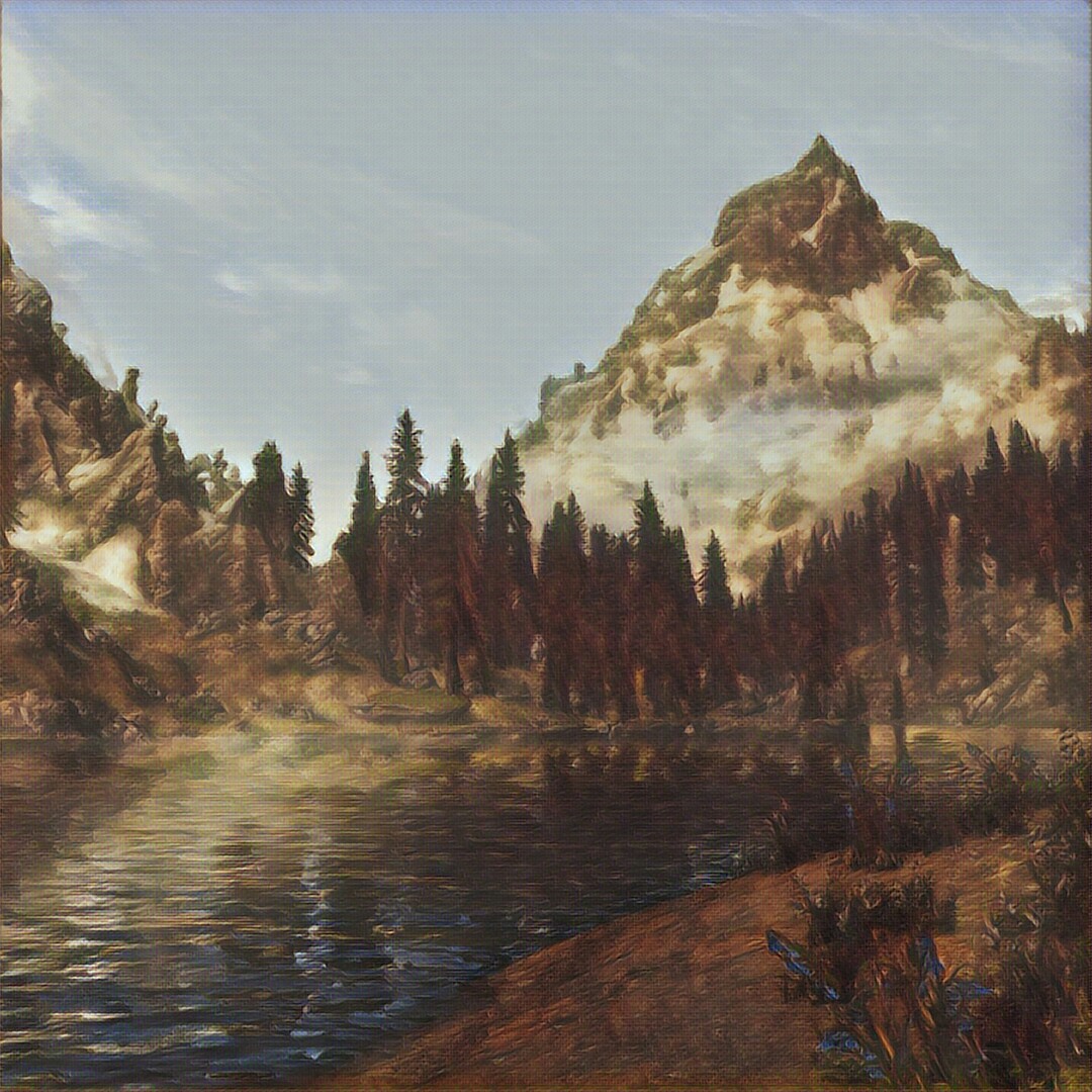 1080x1080 I Turned This Screenshot Of Skyrim Into A Bob Ross Painting Using - Bob Ross Painting Value