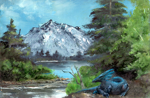 500x326 Bob Ross Dragon By Roses Red - Bob Ross Serenity Painting