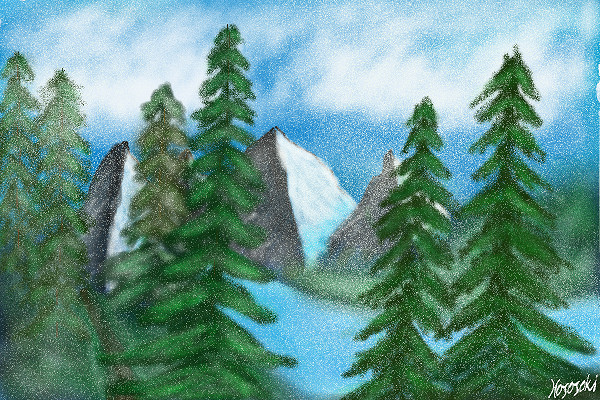 600x400 My First Bob Ross Style Painting By Hososoki - Bob Ross Style Of Painting