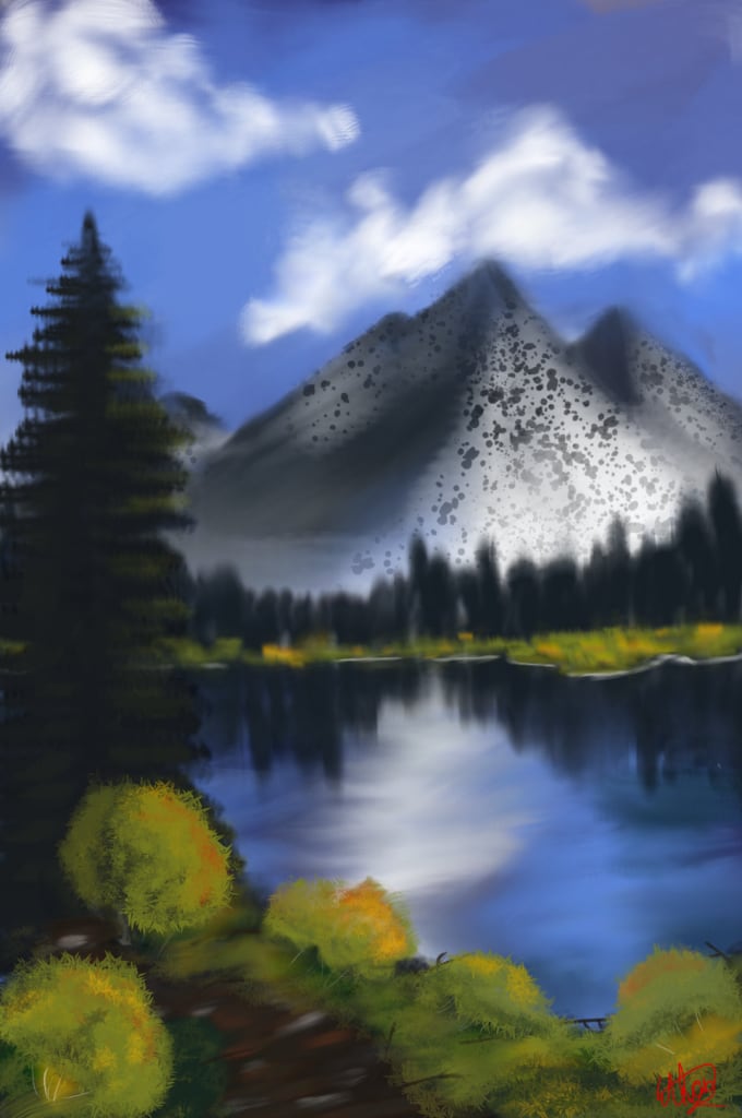 680x1024 Create A Digital, Bob Ross Style, Digital Painting By Eatinlemons - Bob Ross Style Painting