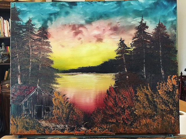 640x479 Fluid Motion [Art] Bob Ross Weekend 5 Paintings - Bob Ross Style Painting