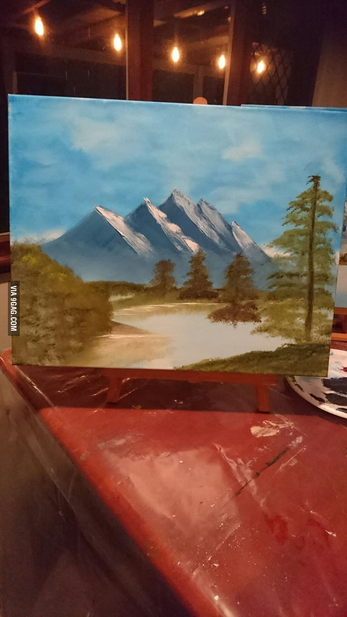 700x1244 I'Ve Never Done Any Art Before But Tonight I Tried Bob Ross Style - Bob Ross Style Painting