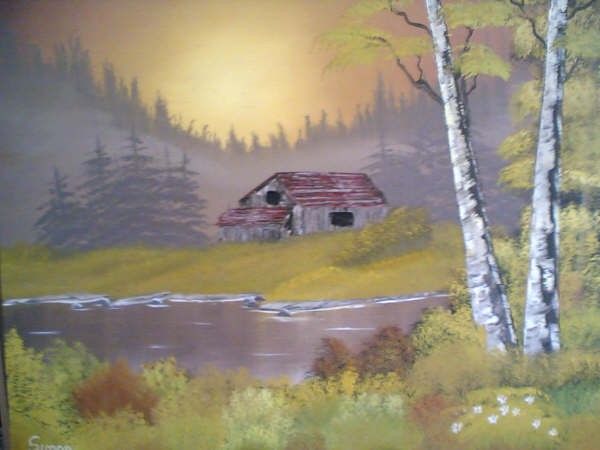 600x450 Lakeside Cabin Paintings Bob Ross Style Paintings - Bob Ross Style Painting