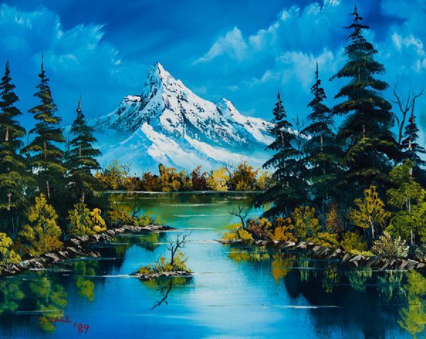 600x477 A Happy Little Bob Ross Painting Goes Up On Ebay The Daily Dot - Bob Rosss Most Expensive Painting