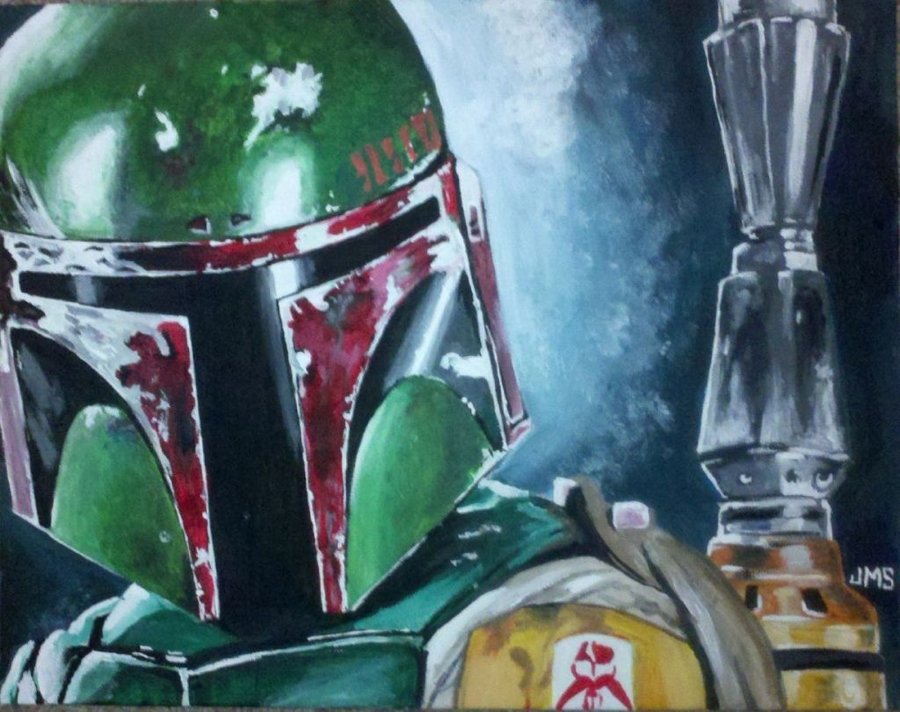 900x712 Boba Fett Acrylic Canvas Panal By Jimstephenson72 - Boba Fett Painting