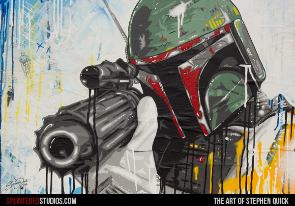 600x420 Star Wars Art Boba Fett Painting Stephen Quick - Boba Fett Painting