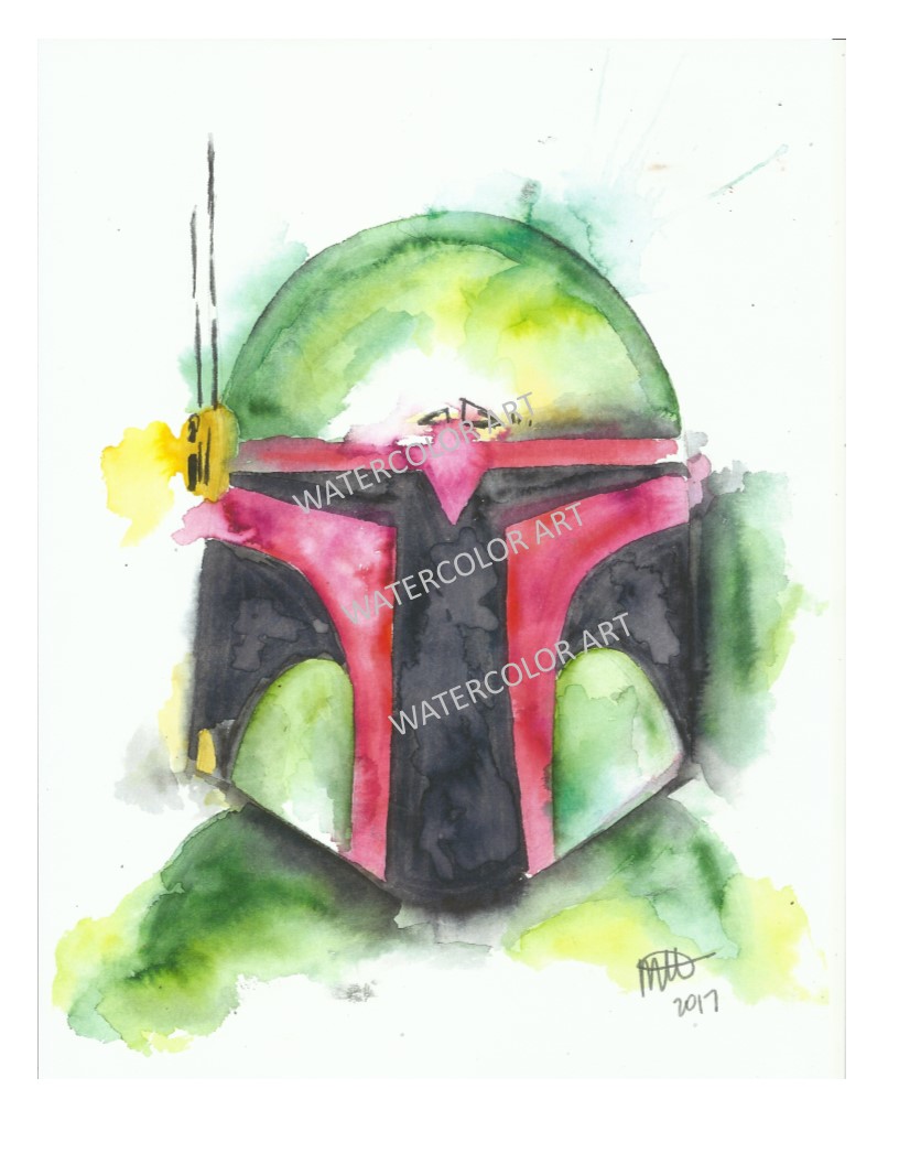 816x1056 Star Wars Boba Fett Watercolor Print Knot Too Shabby Furnishings - Boba Fett Painting