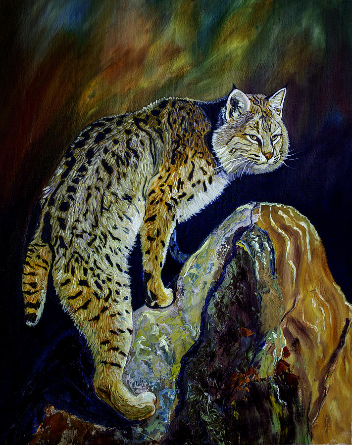711x900 Bobcat At Sunset Original Oil Painting 16x20x1 Inch On Gallery - Bobcat Painting