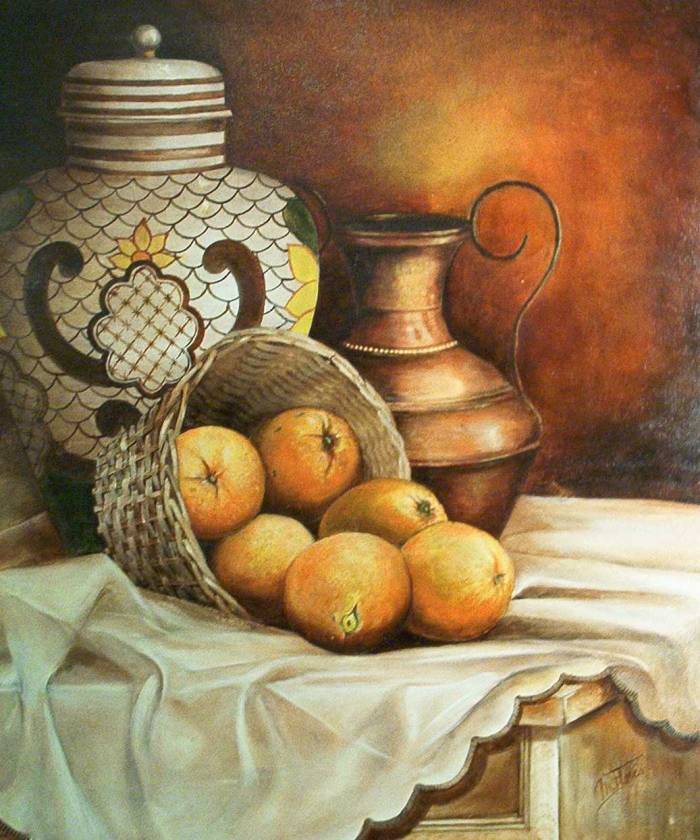 700x840 Con Naranjas Manuel Flores Olmedo - Bodegon Painting