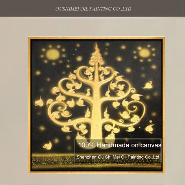 640x640 Famous Black Painting Art Abstract Paintings Hand Painted Lotus - Bodhi Tree Painting