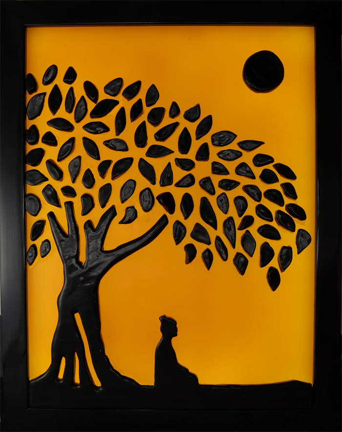 700x883 Painting Of Buddha Under The Bodhi Tree - Bodhi Tree Painting