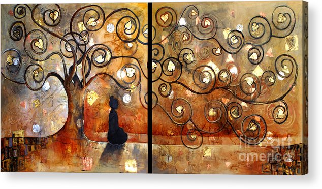 634x372 Buddha In Bodhi Tree Ii Acrylic Print By Paulina Garoa - Bodhi Tree Painting