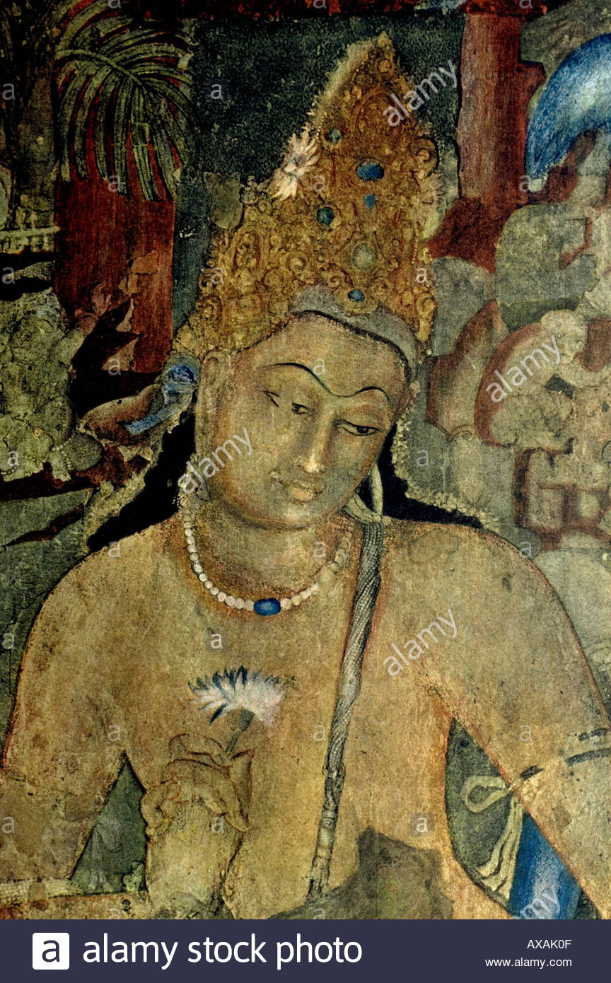 864x1390 Padmpani Bodhisattva Frescoes Wall Cave Buddhist Painting - Bodhisattva Painting