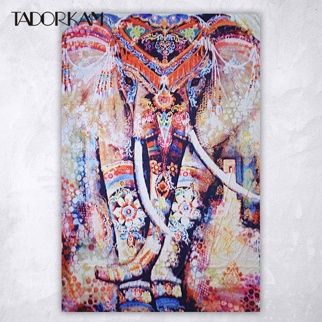 640x640 Painting Elephant Mandala Tapestry Indian Printed Bohemian - Bohemian Painting