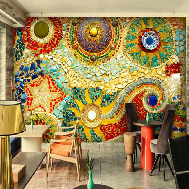 640x640 Bohemian Abstract Painting Large Murals 3d Wallpaper For Living - Bohemian Painting