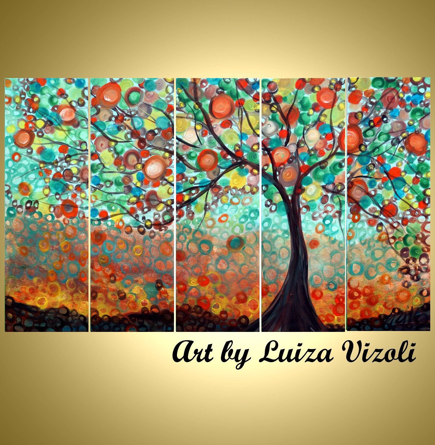 1465x1499 Original Large Whimsical Olive Tree Painting Huge Boho Fantasy - Boho Painting