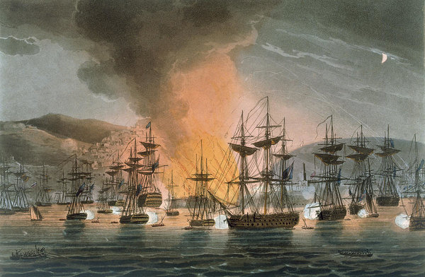 600x392 The Bombardment Of Algiers Art Print By Thomas Whitcombe - Bombardment Of Algiers Painting