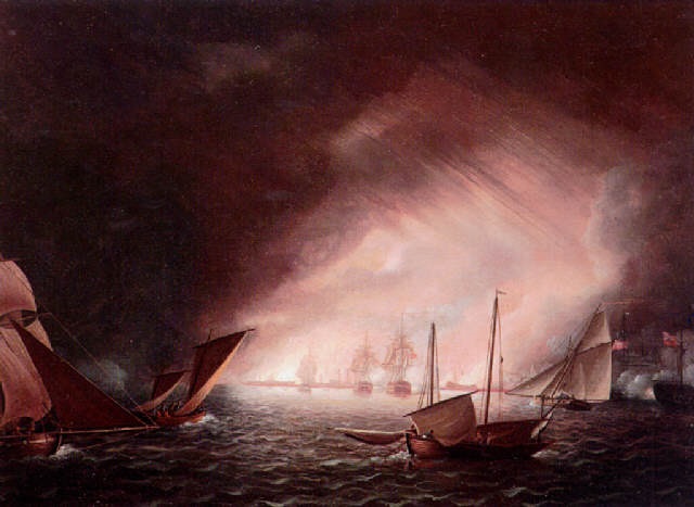 640x467 The Bombardment Of Algiers, 27th, August, 1816 By Thomas - Bombardment Of Algiers Painting