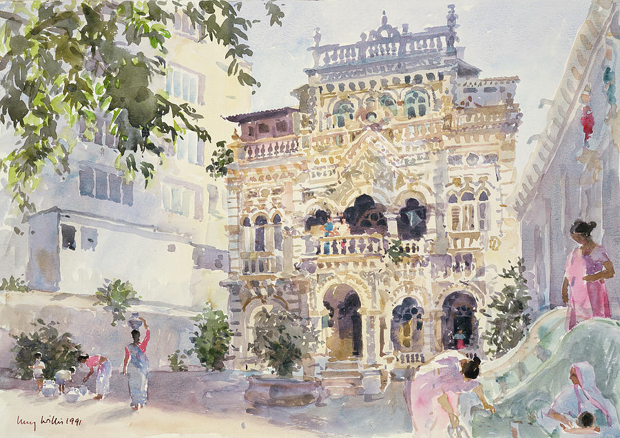900x636 House On The Hill, Bombay Painting By Lucy Willis - Bombay Painting