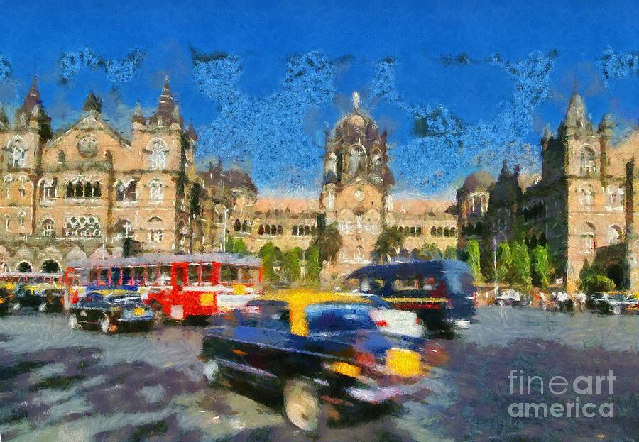 900x623 The Chatrapathi Station In Mumbai Painting By George Atsametakis - Bombay Painting