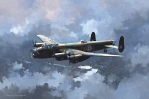 300x200 Avro Lancaster Bomber Plane Aircraft Airplane Painting Art Print - Bomber Painting