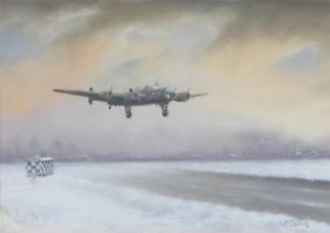 300x212 Original Ww2 Military Aviation Art Painting Raf Handley Page - Bomber Painting