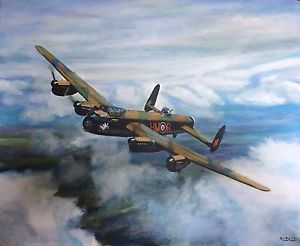 300x246 David Aldus Original Avro Lancaster Ww2 Raf Bomber Aircraft Oil - Bomber Painting
